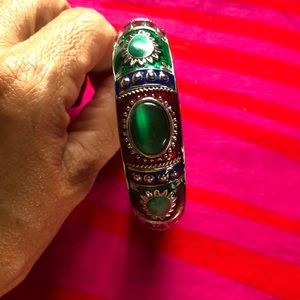 Multi color enamel hinged bangle bracelet